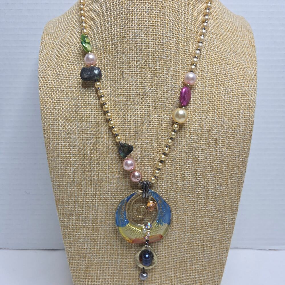 Treska Brand Venus Collection Mixed Media Necklace Faux Pearls Jewelry